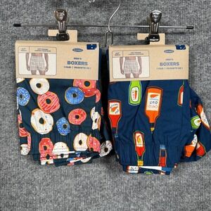 Old Navy Medium Boxer Shorts Blue Donuts Print Colorful Sleepwear 2 Pack